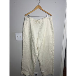 Venezia Linen Pants Mens 40x32 Cream Drawstring Casual Beach Lightweight Summer